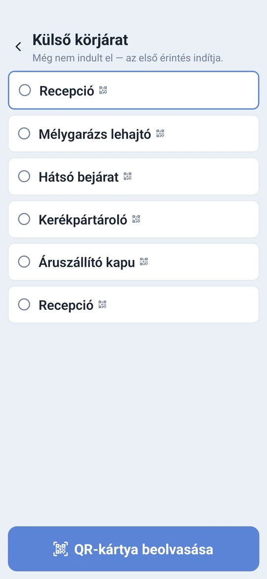 Ellenőrzőpont beolvasása a járőr telefonjával